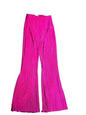 Good American Hot Pink Pleated Flare Pants